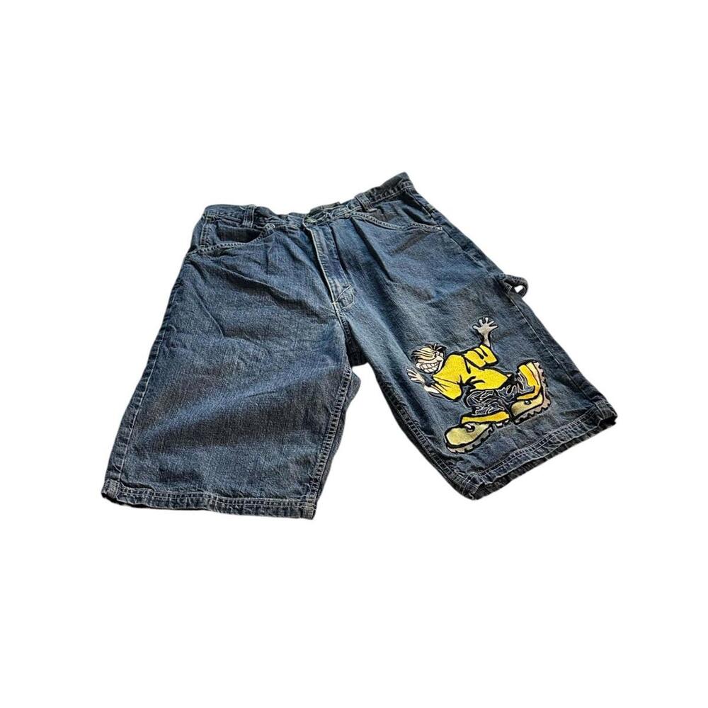 Vintage Rave Skater No Boundaries Denim Cargo Y2K Shorts Rare Size 32